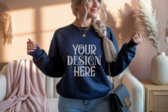 Gildan 18000 Navy Crewneck Sweatshirt Mockups,G180 Product Image 1