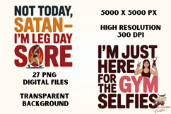 27 Funny Gym Girl Quotes PNG Bundle Fitness Sublimation Product Image 3