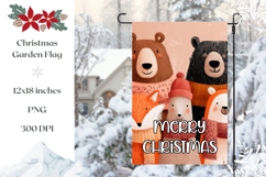 Cartoon Christmas Animals Garden Flag Sublimation Product Image 1