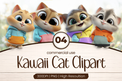 Cute Kawaii Cat Pals Clipart Sublimation PNG Product Image 1