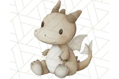 Watercolor Baby Dragon Clipart, Cute Nursery Fantasy PNG Product Image 3