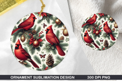 Cardinals Stained Glass Ornament PNG, Digital Download File Product Image 1