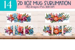 Floral 3D mug Wraps for Sublimation BUNDLE paper cut effect Product Image 5