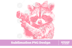 Vintage Funny Sarcastic Coquette Feral Raccoon with Bow PNG Product Image 1