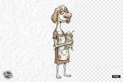 Whimsical Dog Mom With Puppy Clipart Product Image 1