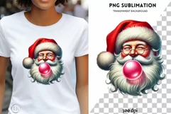 Vintage Santa Claus PNG, Retro Santa Blowing Bubble Product Image 1