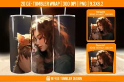 3d Cute Cat Tumbler Wrap Designs, Sublimation Wrap Product Image 1