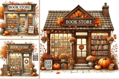 Autumn Book Shop Clipart Bundle | 14 JPEG Files, Cozy Fall Product Image 1