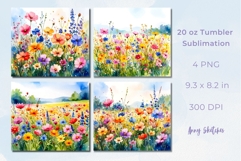 4 Wildflowers Tumbler Wrap PNG 20 oz Sublimation Product Image 2