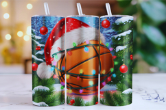Merry Basketball Tumbler Wrap | Christmas Wrap Product Image 1