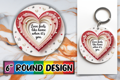 Cheerful Circle Keychains Design PNG, Heart Quote Product Image 1