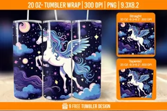 Unicorn Milkyway Tumbler Wrap Designs, Sublimation Wrap Product Image 1