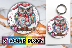 15oz Watercolor Christmas Round Design Sublimation Product Image 1