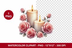 valentine png watercolor clipart - candle Product Image 1