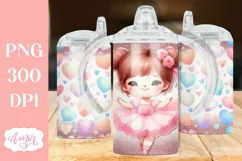 Cute ballerina sippy cup sublimation PNG, 12oz Kids tumbler Product Image 2