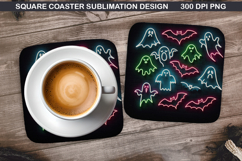 Ghost Coaster Sublimation, Halloween Coaster PNG Design Product Image 1