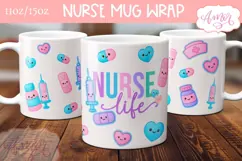 Nurse Life Mug Wrap for Sublimation | Nurse mug PNG Product Image 1