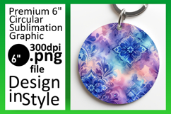 Charming Round Design Keychain Artwork , Watercolor Patter Product Image 1