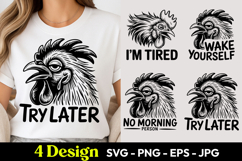 Rooster Try Later Quote SVG PNG Product Image 1