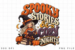 Spooky Stories & Cozy Nights PNG, Halloween Book Lover Product Image 4
