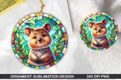 Cute Animals Round Stained Glass PNG Bundle, 30 Designs Product Image 2