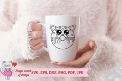 Outline donut cat SVG cut file Kawaii for Cricut Machine Product Image 3