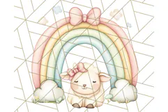 Pastel Plushie Rainbow Clipart PNG, Nursery Baby Animals Png Product Image 5