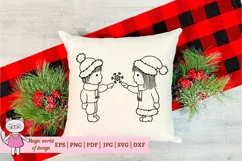 Christmas design svg, Cute kids in santa hat, Hand draw Product Image 2