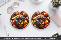 Christmas Car Coaster Sublimation| Christmas Coaster PNG Product Image 1