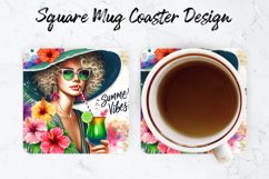 Girl Summer Vibes Mug coaster | Coaster | Sublimation Design Product Image 1