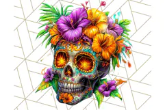 Bright Sugar Skull PNG Clipart, Halloween Colorful Skull Png Product Image 5