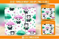 Cute Panda Tumbler Wrap Designs, Sublimation Wrap Product Image 1