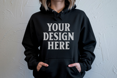 Black Gildan 18500 Hoodie Mockup, G18000 Hoodie Model mockup Product Image 1