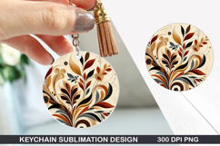 Flower Keychain Sublimation - Autumn Keychain PNG Design Product Image 1