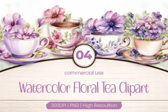 Floral Tea Clipart PNG Product Image 1