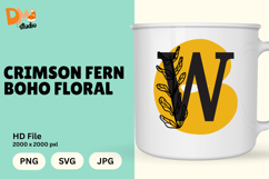 Crimson Fern Boho Floral Monogram Product Image 1