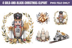 Gold and Black Christmas Clipart PNG Product Image 1