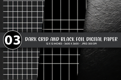 Dark Grid and Black Foil Digital Paper Product Image 1