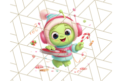 Alien Christmas Clipart, Cute Outer Space Holiday PNG Product Image 5