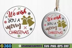 We wish you a merry christmas SVG, christmas round sign svg Product Image 1