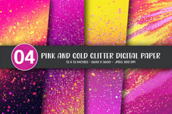 Pink and Gold Glitter Digital Paper Product Image 1