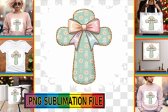 Playful TOTE BAG Art PNG, Cross and Bow Product Image 1