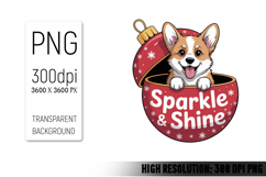 Cute Christmas Dog, Animal Sublimation Clipart PNG Product Image 1