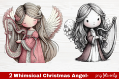 2 Whimsical Christmas Angel Clipart | Cute Holiday Angel PNG Product Image 1