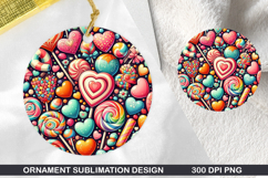 Candy Heart Stained Glass Ornament PNG, Digital Download Fi Product Image 1