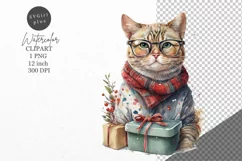 Christmas clipart, Cat clipart, Winter sublimation Product Image 1