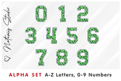 Green Sequins Alpha Set. Letters Numbers Clipart. Product Image 3