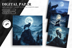 Wolf Wall Art Digital Paper Backgrounds Printable Scrapbook Product Image 1