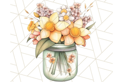 Flowers in Glass Jars PNG, Rustic Floral Watercolor Clipart Product Image 5