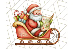 Santa Sleigh Ride Clipart PNG, Flying Reindeer Christmas Art Product Image 5